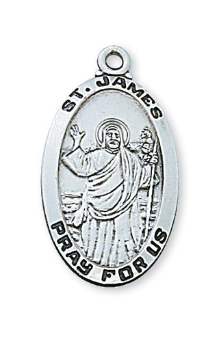 Sterling Silver Medal Of Saint James With Chain Engravable