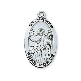 Sterling Silver Medal Of Saint James With Chain Engravable
