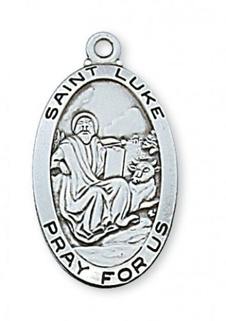 Sterling Silver Medal of St Luke with 24-inch Chain - Engravable