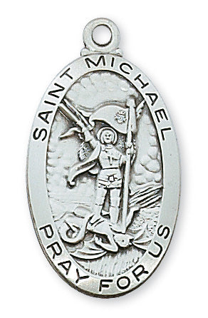 Sterling Silver Medal Of Saint MichaelInch Chain Engravable