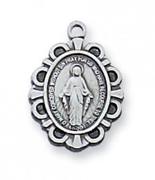 Sterling Silver Miraculous Medal 13" Chain & Box"