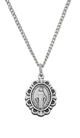 Sterling Silver Miraculous Medal 13" Chain & Box"