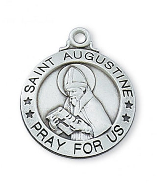 Sterling Silver Medal Of Saint Augustine Chain Engravable