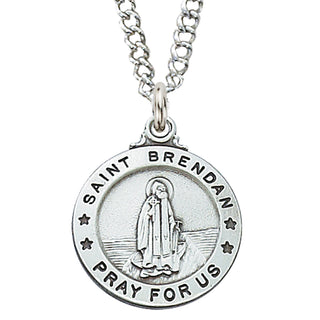 Sterling Silver Medal Of Saint Brendan Ch Box Engravable
