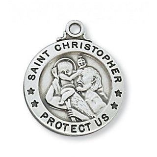 Pewter St Christopher Medal with Chain