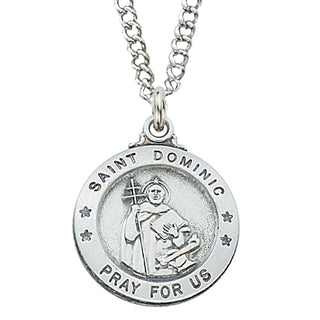 Sterling Silver Medal Of Saint Dominic With Chain Engravable
