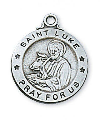 Sterling Silver Medal Of Saint Luke With Chain Engravable