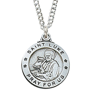 Sterling Silver Medal Of Saint Luke With Chain Engravable