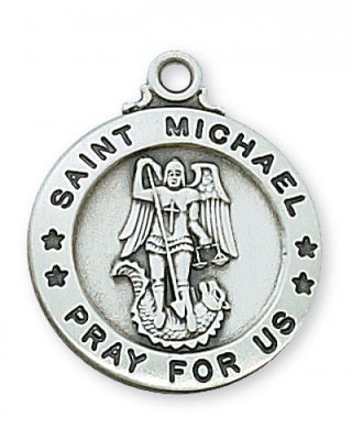 Sterling Silver Medal Of Saint Michael With Chain Engravable