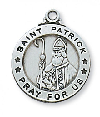 Sterling Silver Medal Of Saint Patrick With Chain Engravable