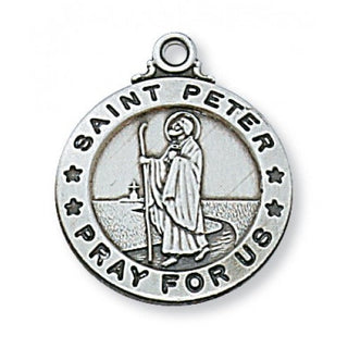 Sterling Silver Medal Of Saint Peter Chain Engravable