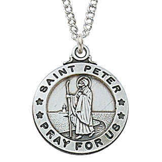 Sterling Silver Medal Of Saint Peter Chain Engravable