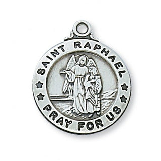 Sterling Silver Medal Of Saint Raphael Chain Engravable