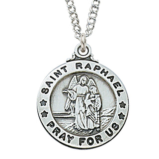 Sterling Silver Medal Of Saint Raphael Chain Engravable