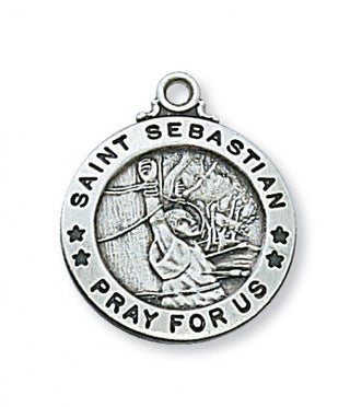 Sterling Silver Medal Of Saint Sebastian With Chain Engravable