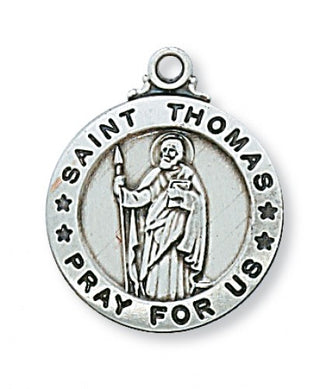 Sterling Silver Medal Of Saint Thomas Apostle Chain Engravable