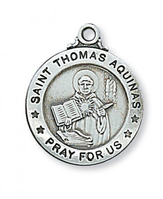 Sterling Silver Medal Of Saint Thomas Aquinas Chain Engravable