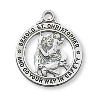 Sterling Silver Saint Christopher Open Rd Medal 