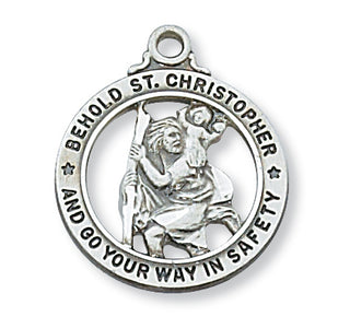 Sterling Silver Saint Christopher Open Rd Medal 