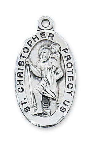 Sterling Silver Saint Christopher Pendant L