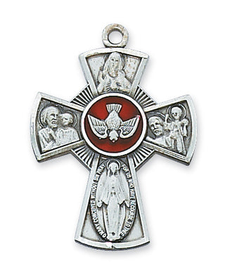 Sterling Silver Lg Four-Way Enameled WithInch Chain