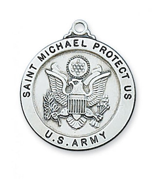 Sterling Silver Army Service Medal WithInch Chain