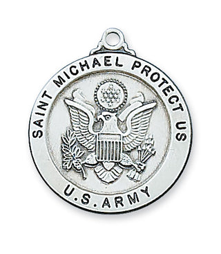 Sterling Silver Army Service Medal WithInch Chain