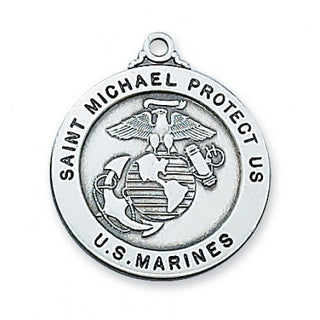 Sterling Silver Marine Service Medal WithInch Chain