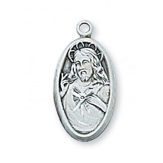 Sterling Silver Scapular Medal With Chain