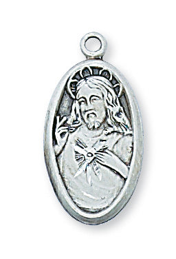 Sterling Silver Scapular Medal With Chain