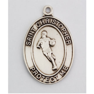 Sterling Silver Basketball Medal With Chain 