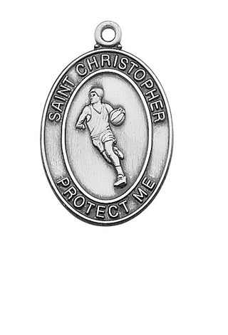 Sterling Silver Basketball Medal With Chain 