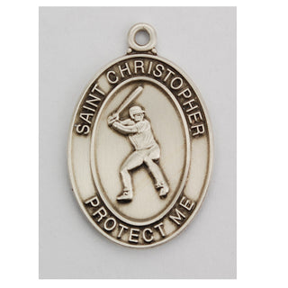 Sterling Silver Baseball Medal With Chain 