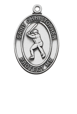 Sterling Silver Baseball Medal With Chain 