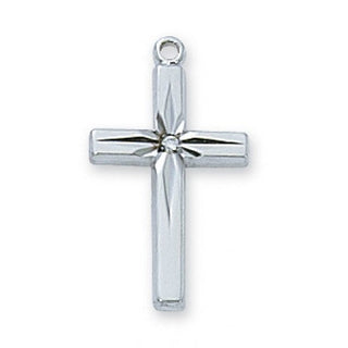 Sterling Silver Cubic Zirconia Cross With With Chain