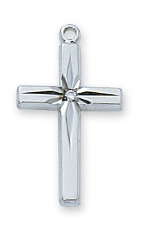Sterling Silver Cubic Zirconia Cross With With Chain