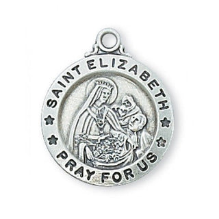 Sterling Silver Medal Of Saint Elizabeth With Chain