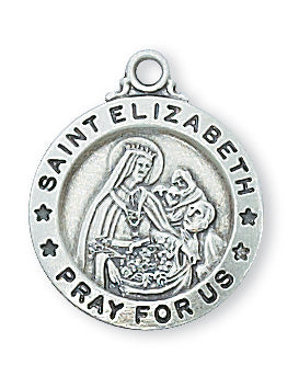Sterling Silver Medal Of Saint Elizabeth With Chain