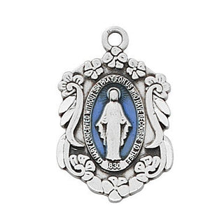 18-inch Chain Rhodium Filled Miraculous Epoxy & Hc
