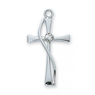 Sterling Silver Cross With Stone With Chain