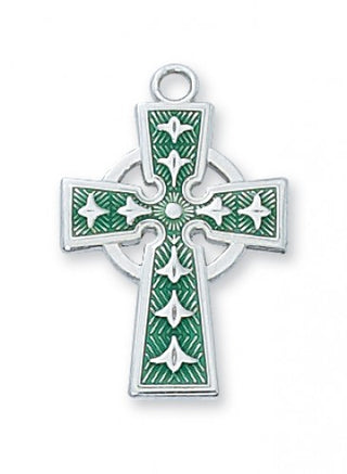 Sterling Silver Green Celtic Cross Ch