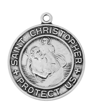 Sterling Silver Saint Christopher Medal L