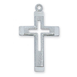 Sterling Silver Cut Out Cross With Chain