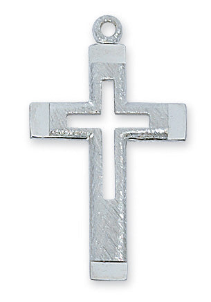 Sterling Silver Cut Out Cross With Chain