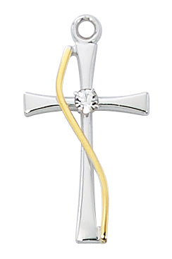 Sterling Two Tone Cross Pendant L
