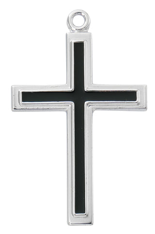 Sterling Silver Black Epoxy Cross L4
