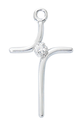 Sterling Silver Curved Cross L4