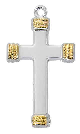 Sterling Silver Cross With Gold Tips L