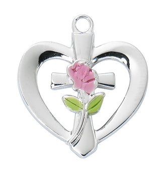  Chain Sterling Silver Red Enam Hearts L4Rd