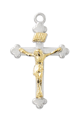 Sterling Silver Two Tone Crucifix L